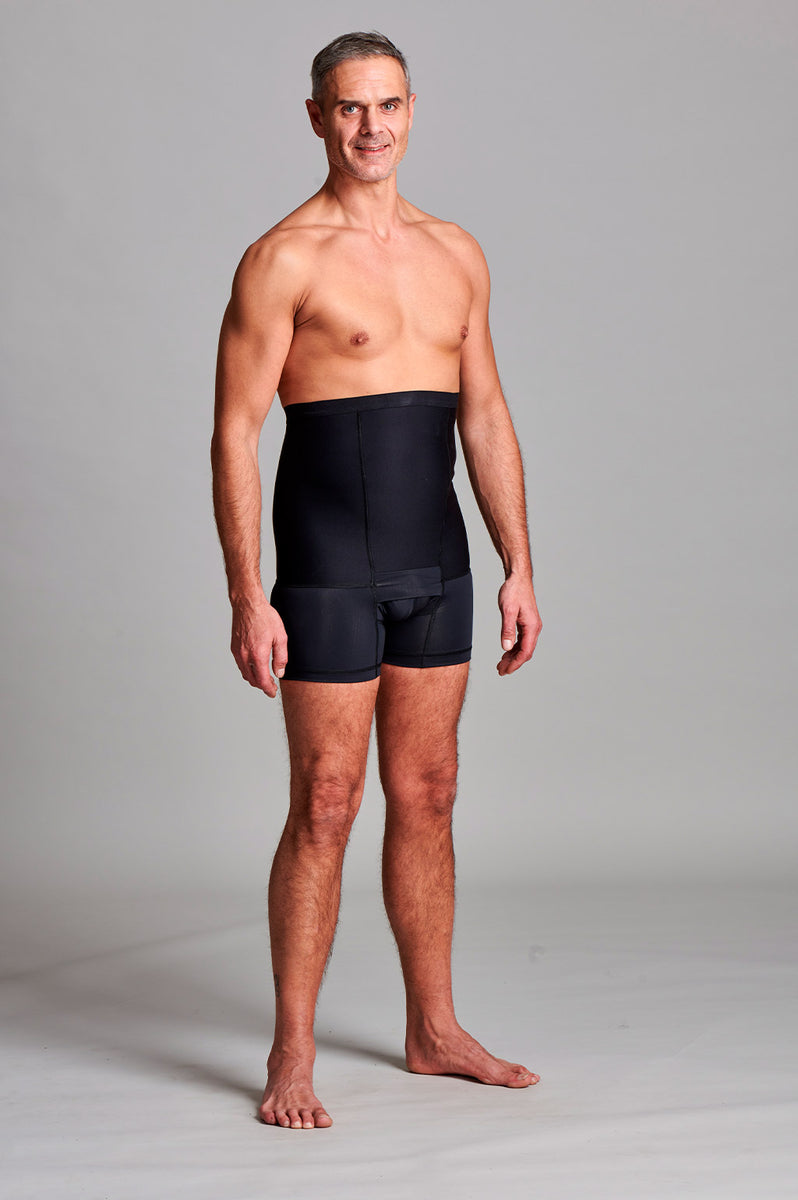 Mens Hernia High Waist Support Girdle With Legs In Black - Bespoke ...